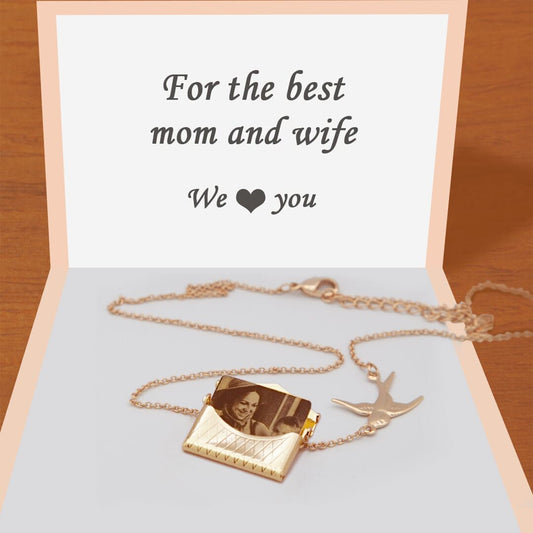 Personalized Gift Customized Photo Envelope Pendant Necklace