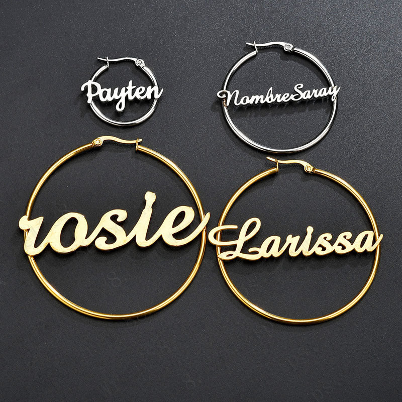 Exaggerated name earrings