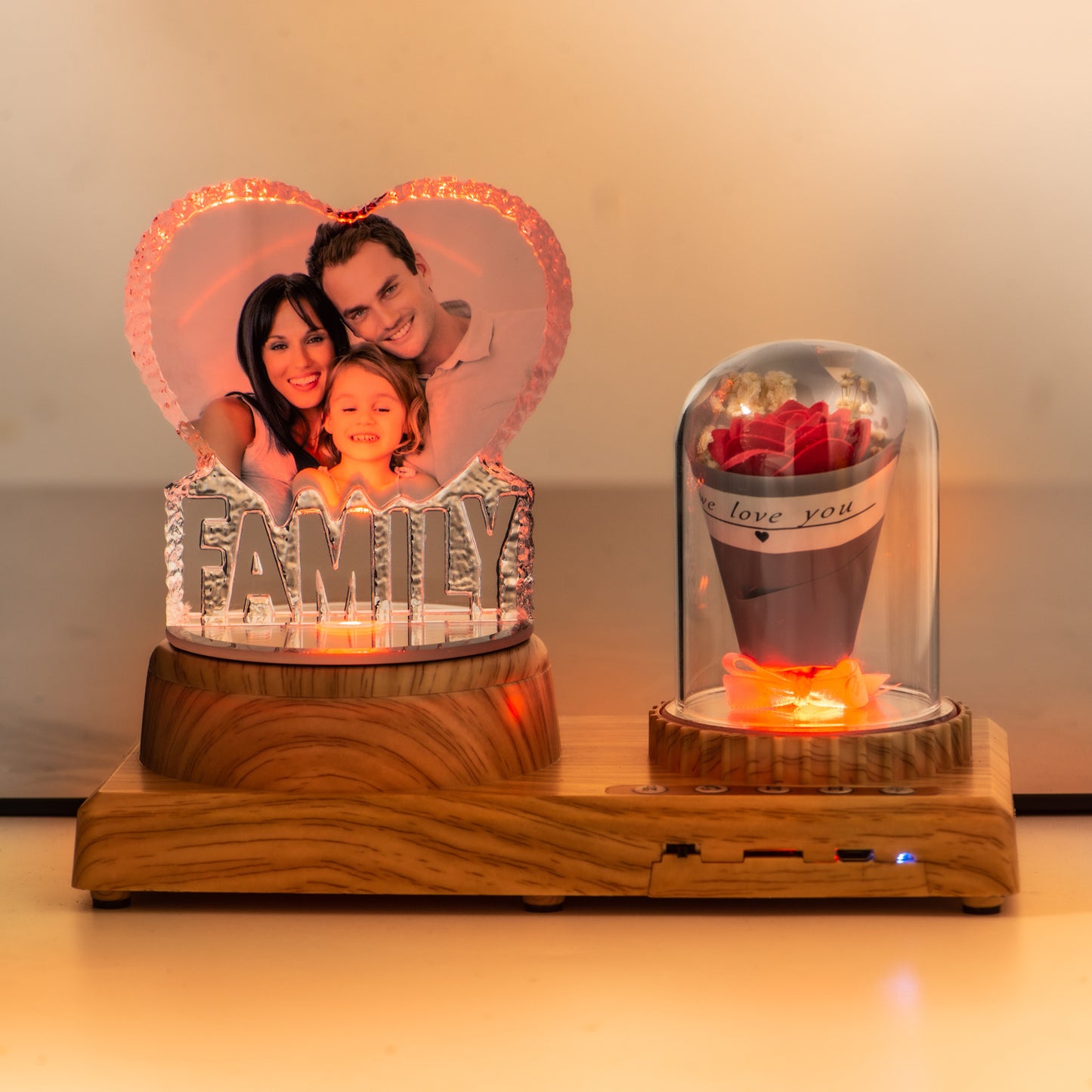 Personalized Photo Night Light Bluetooth Music Gift Box 3D Crystal Inner Carving Gift