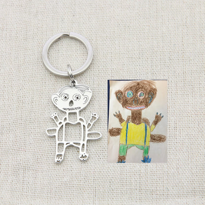 Custom Kids Drawing Painting Necklace Stainless Stee Personalized Children Artwork Pendant For Kids Mom Family Jewelry Gifts