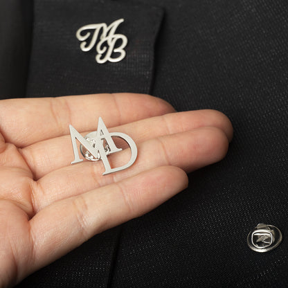 Men's Suit Name Double Letter Brooch