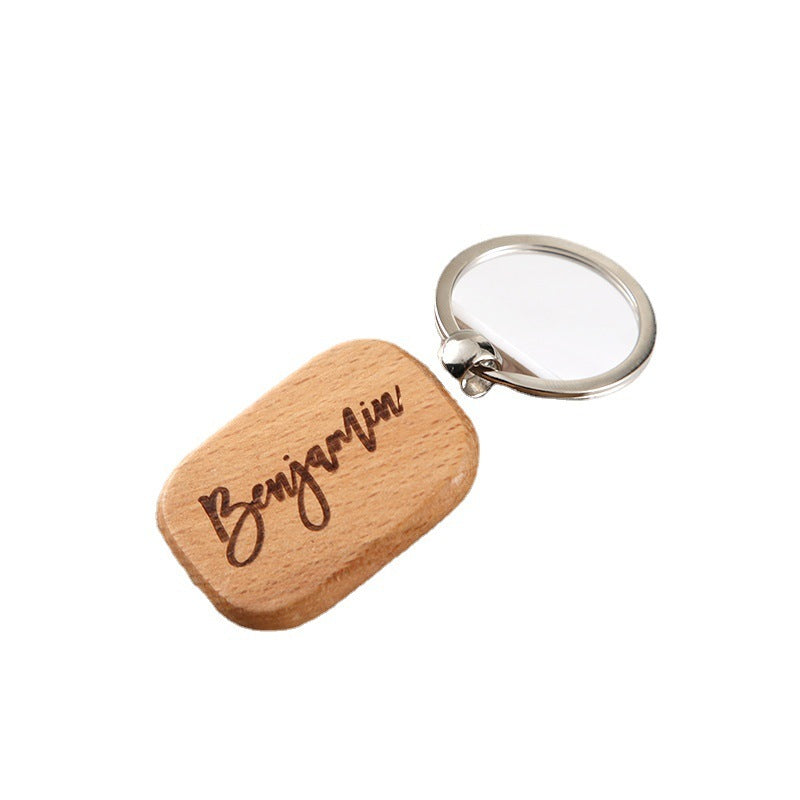 Wooden Engraved Letter Name Keychain Pendant