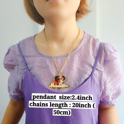 Custom Name Children's Painting Photo Necklace Artwork