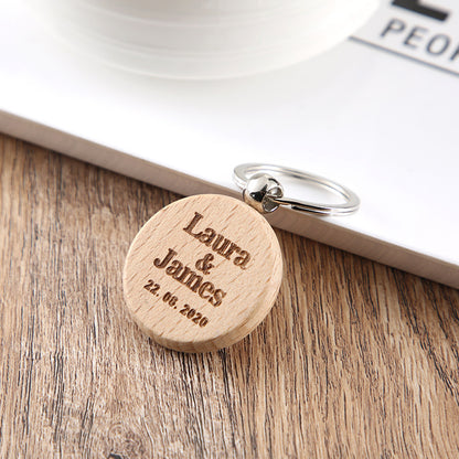 Wooden Engraved Letter Name Keychain Pendant