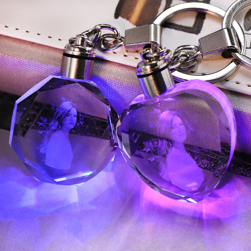 Crystal Keychain LED Flashing Custom Carve