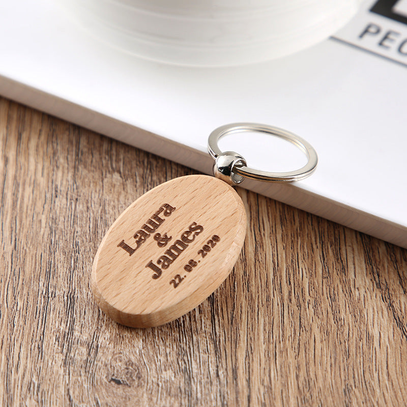 Wooden Engraved Letter Name Keychain Pendant