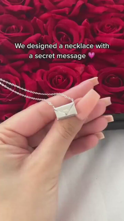 Custom Text Love Letter Envelope Pendant Confession Locket Necklace Jewelry Special Gifts For Women Teens Girlfriend Wife Lover